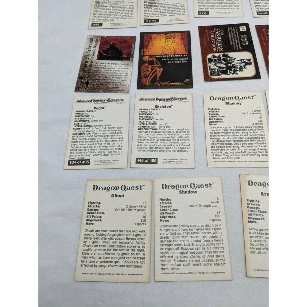 Lot Of (19) TSR Dungeons And Dragons And Fantasy Demons Undead Trading Cards